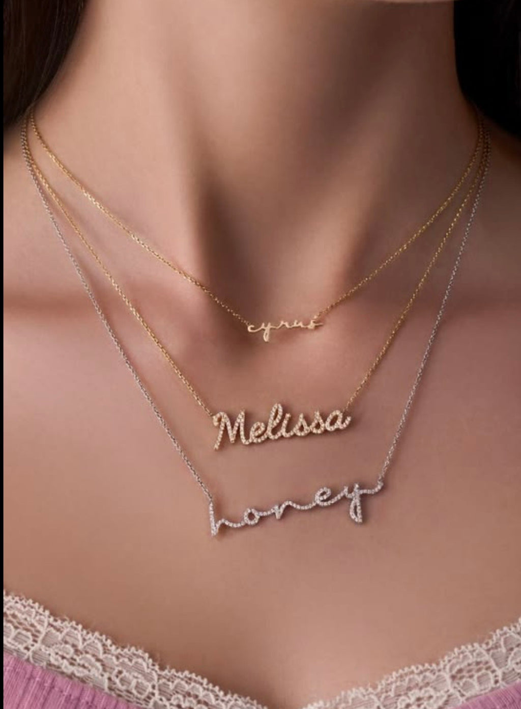 Crystal Single Name necklace