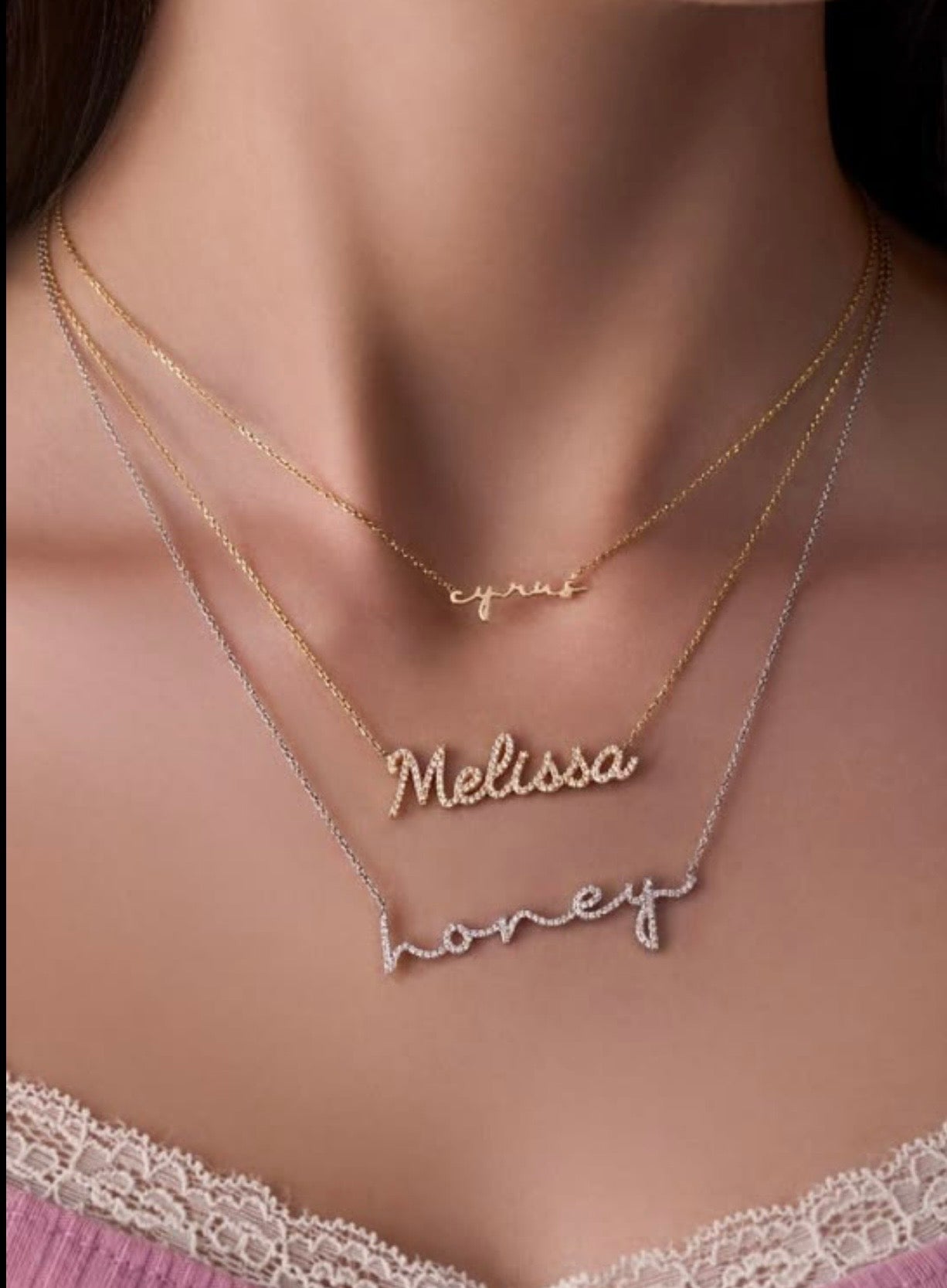 Crystal Single Name necklace