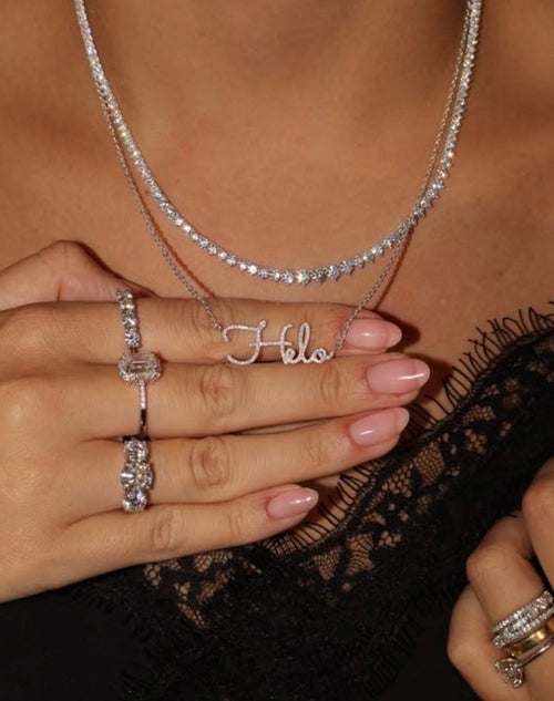 Crystal Single Name necklace