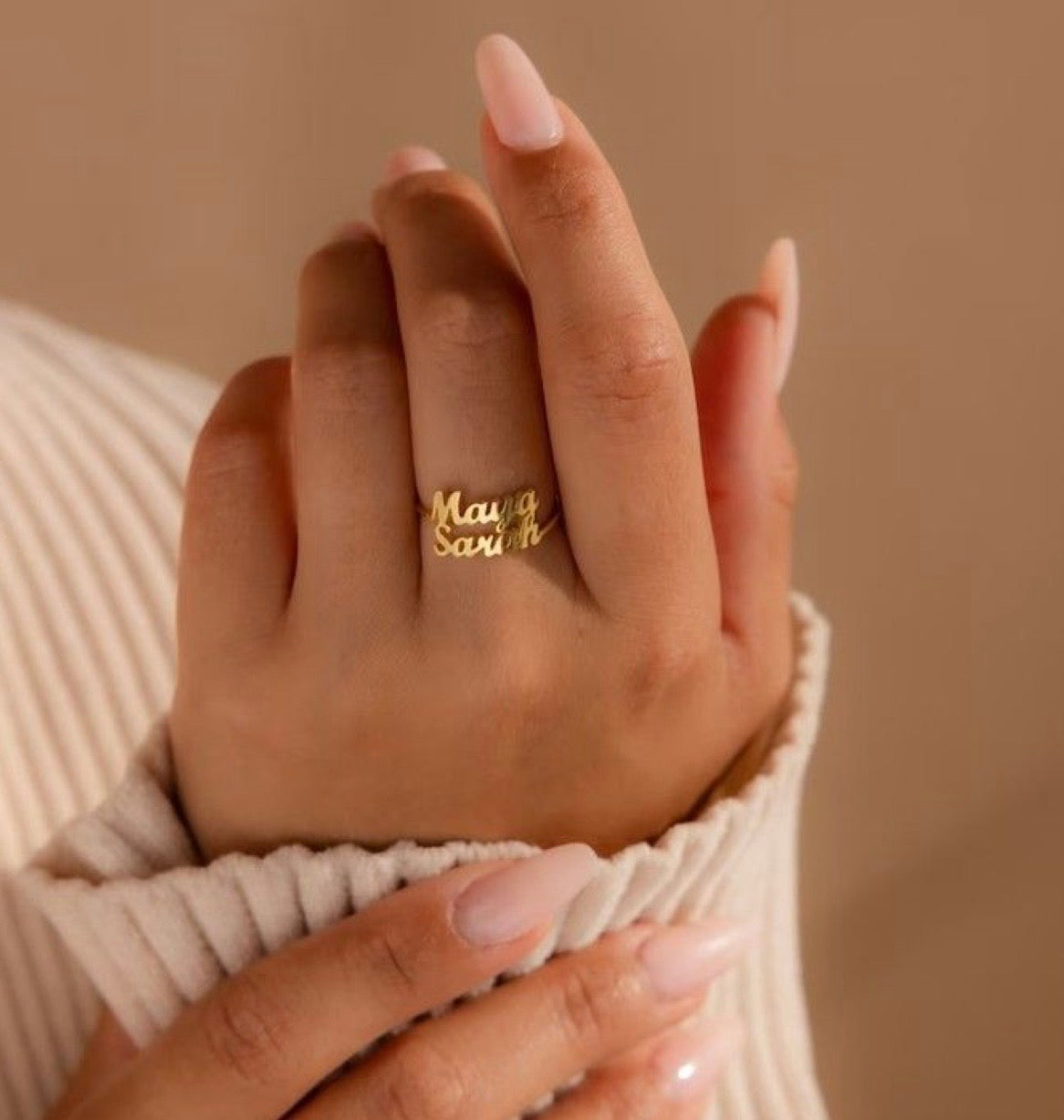 Double Custom Name Finger Ring