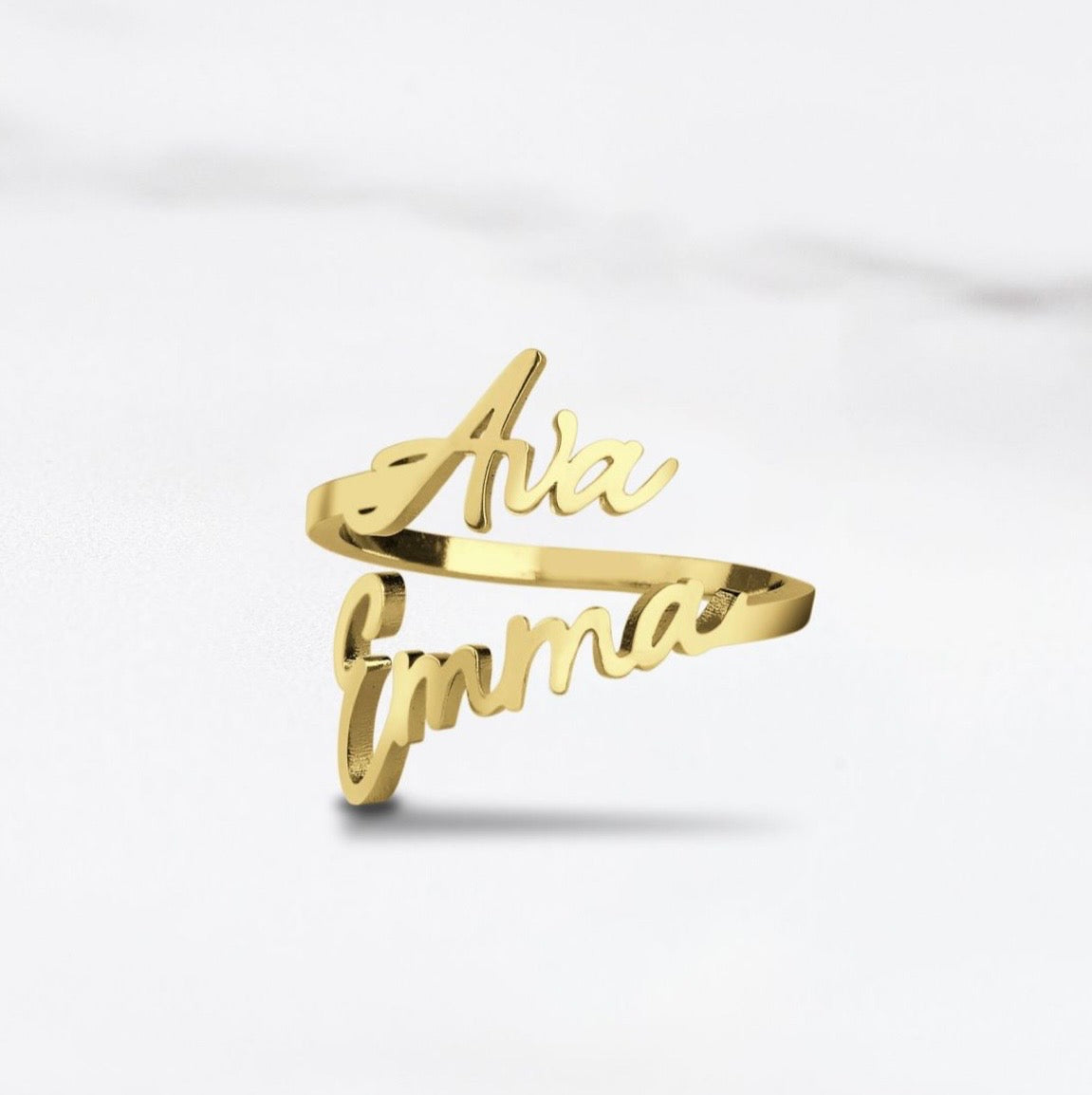 Double Custom Name Finger Ring