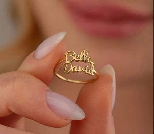 Double Custom Name Finger Ring