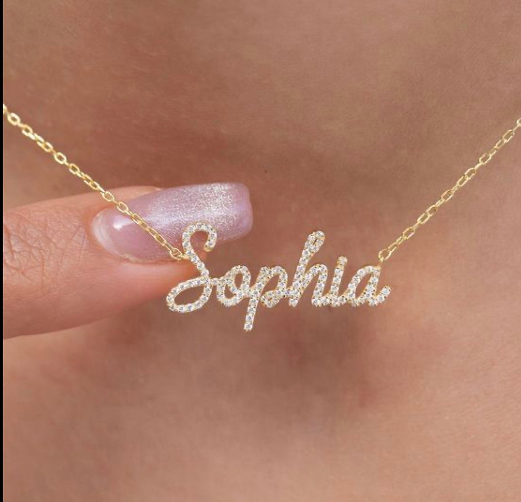Crystal Single Name necklace