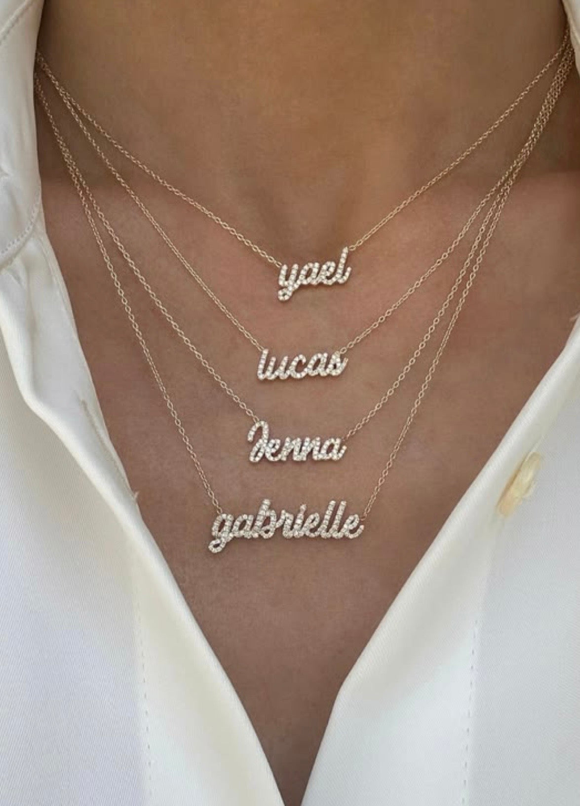 Crystal Single Name necklace