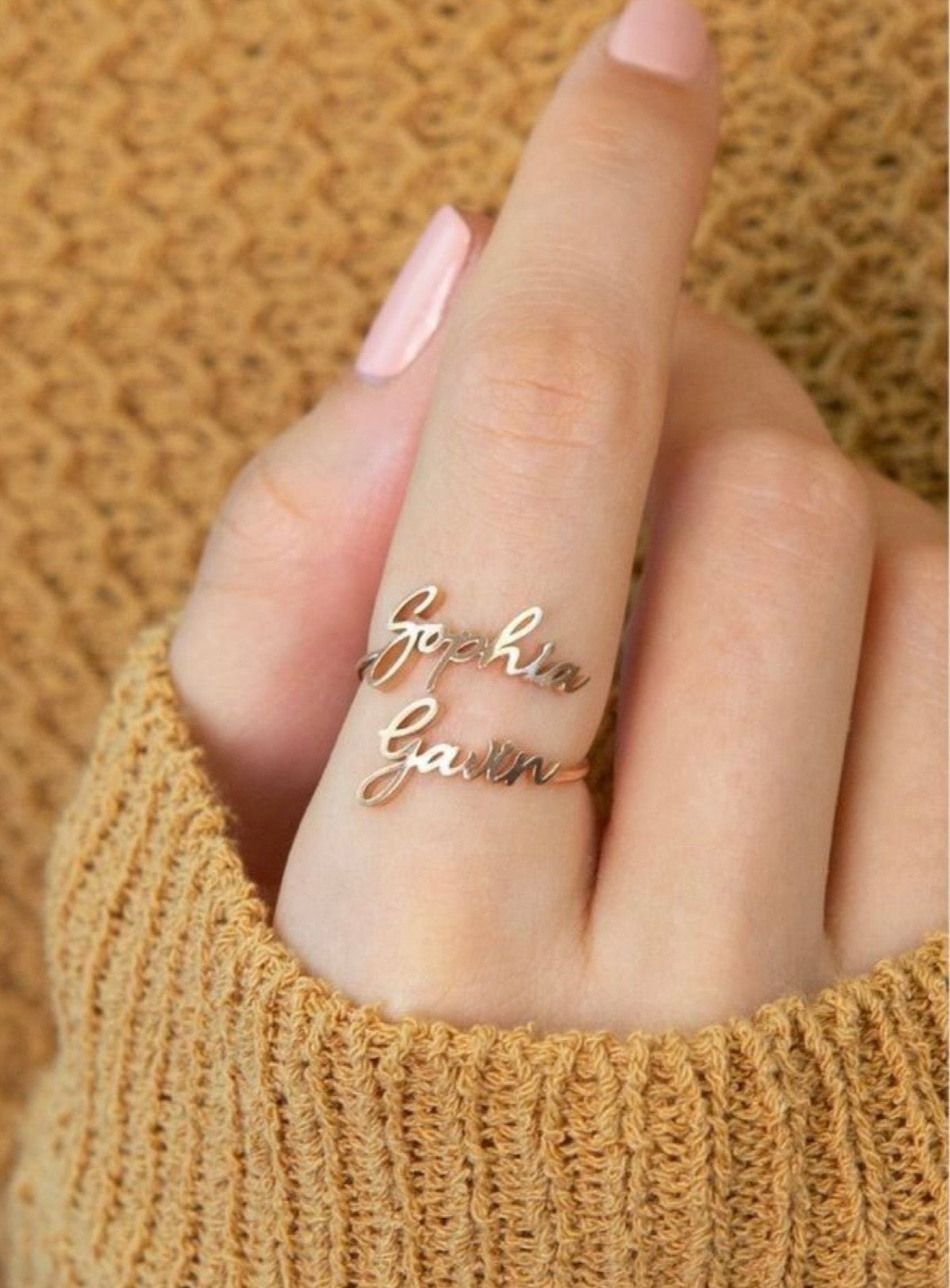 Double Custom Name Finger Ring