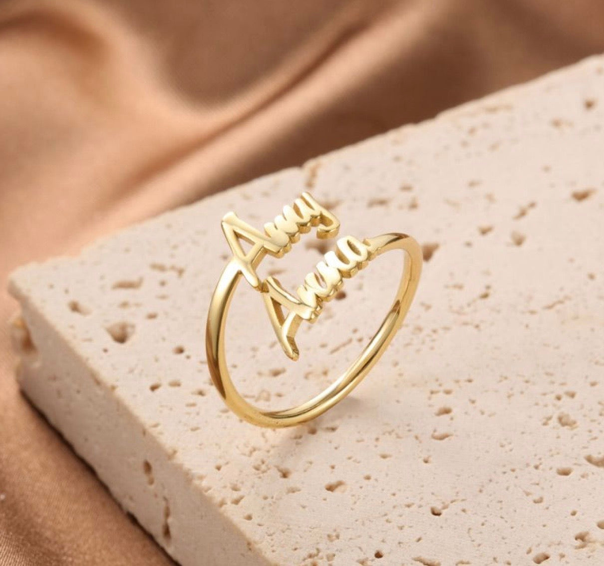 Double Custom Name Finger Ring