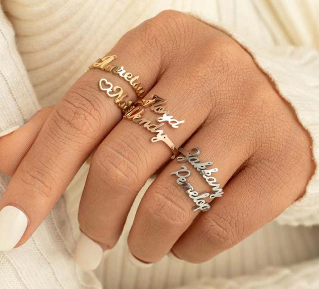 Double Custom Name Finger Ring